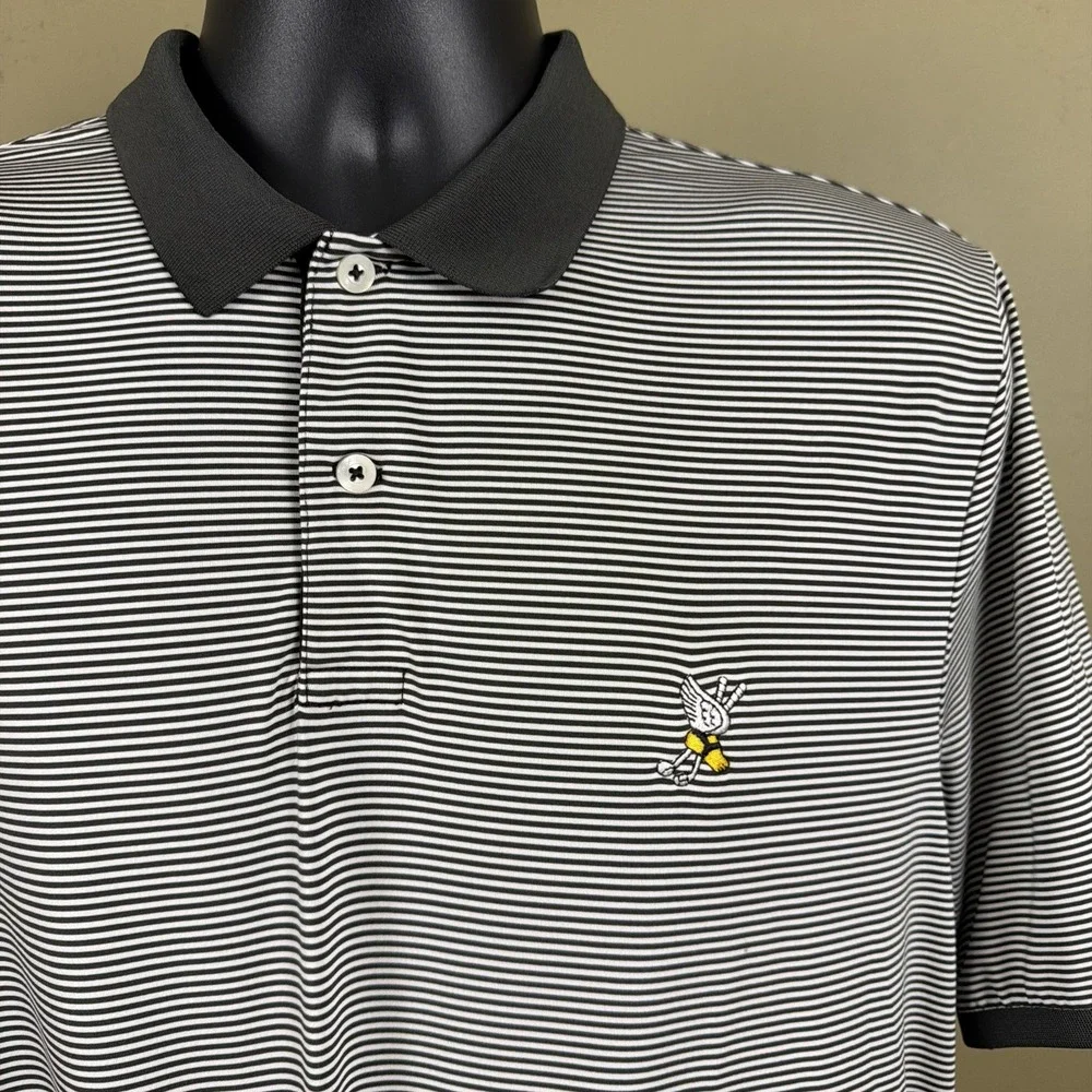 RLX Ralph Lauren Golf Polo Blue Stripe Winged Foot Country Club Logo Men's Large